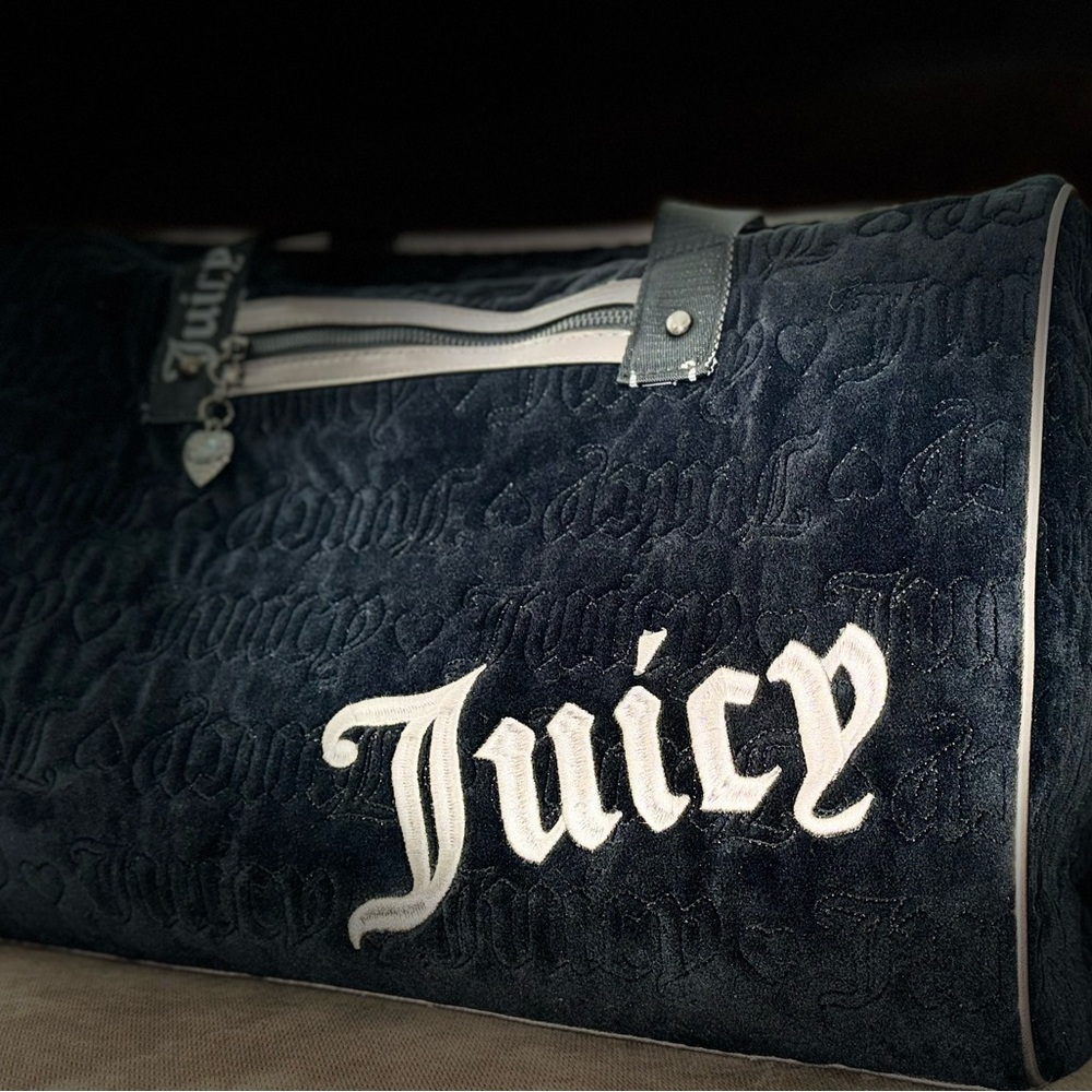 Juicy Couture Navy Blue Velvet Duffle Bag